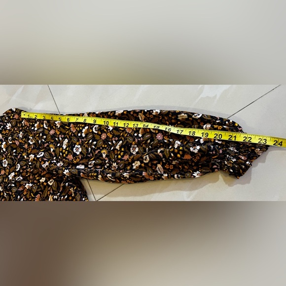 KNOX ROSE Black Print Smocked Long Sleeve Tie Neck BOHO Hippie Blouse - XL - Picture 9 of 16